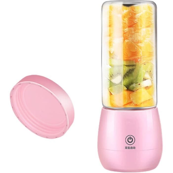 Mixeur Presse-agrumes Mini Centrifugeuse Portable USB Reykentu - Mixeur Personnel Rechargeable - 380 Ml, 6 Lames Inox - Pour Smoothies, Jus De Fruits - Rose Blender Fresh Juice