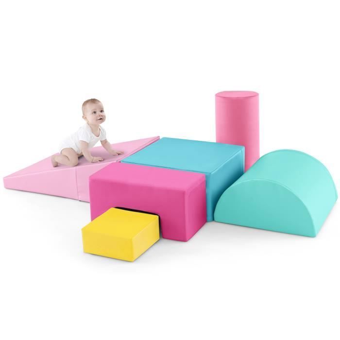 Meilleurs prix pour 6 PCS Module Motricité XL Enfants en Mousse EPE COSTWAY-Housse en PU-Jouets Éducatifs-Fermeture Clair-Formes Différentes-Multicolore