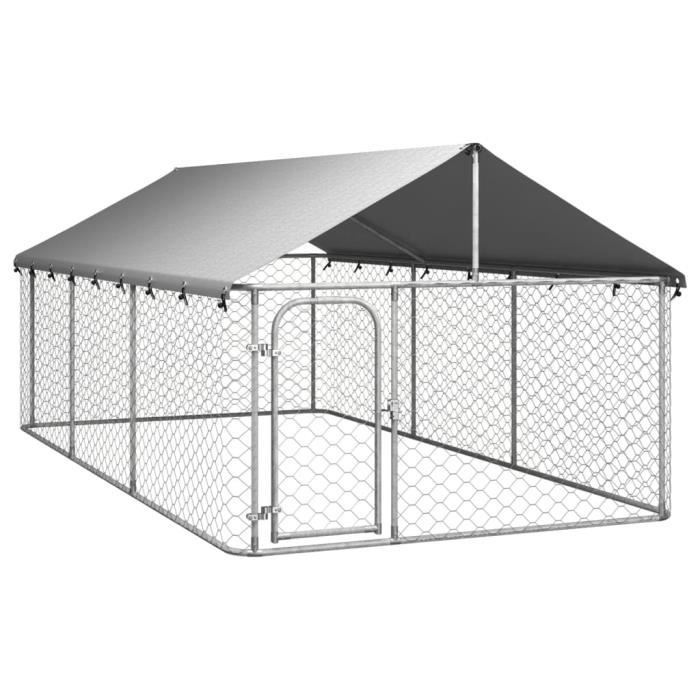 mengyyshop Chenil extérieur avec toit pour chiens 400x200x150 cm 92431