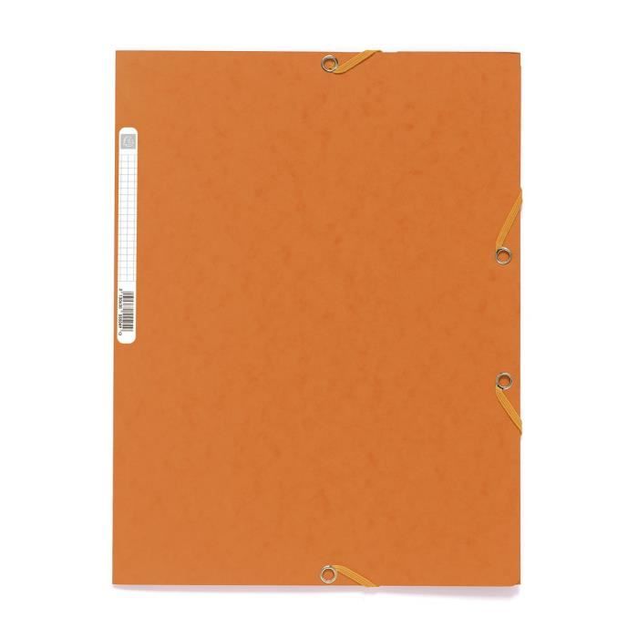 exacompta - chemise à élastique - 3 rabats - 24 x 32 - carte lustrée 390g - orange