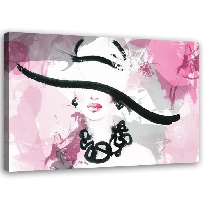 Tableau sur toile Femme au chapeau (I-61274) 100x70 cm