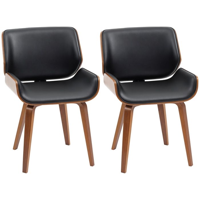HOMCOM - Chaise de salle à manger - Revêtement synthétique - 53x54x81cm - Marron