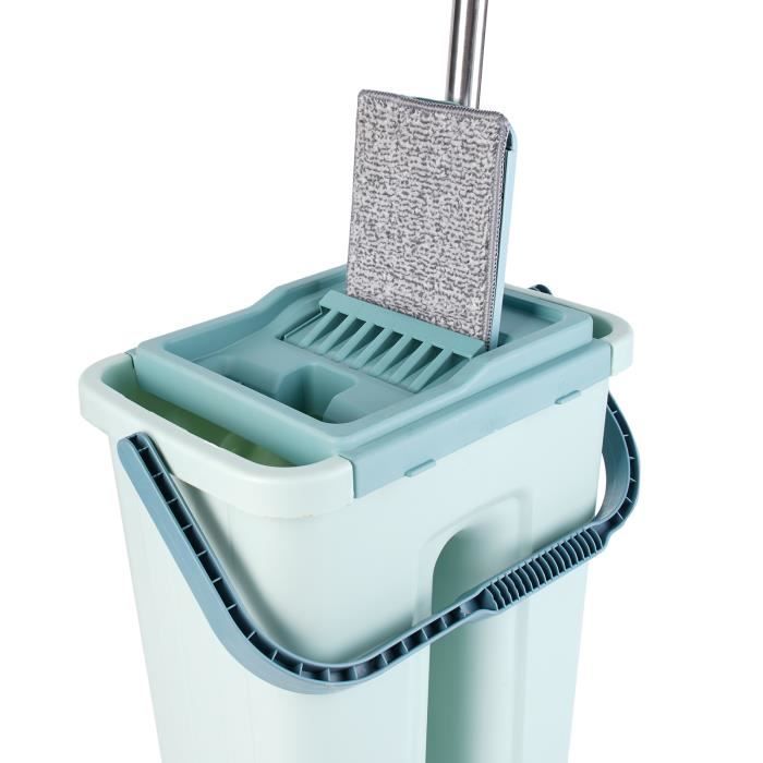 Balai serpillère Smart Mop Compact 360 - 4 lingettes microfibre incluses -  Balai & seau essoreur consomme peu d'eau Liseré Vert