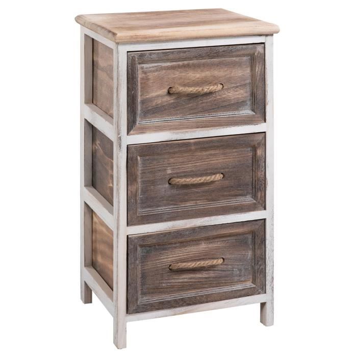 Table De Chevet Bellano Petite Commode De Nuit Avec 3 Tiroirs En