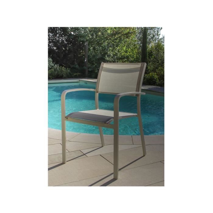 chaise de jardin empilable en aluminium et textilène milos ivoire - jardiline
