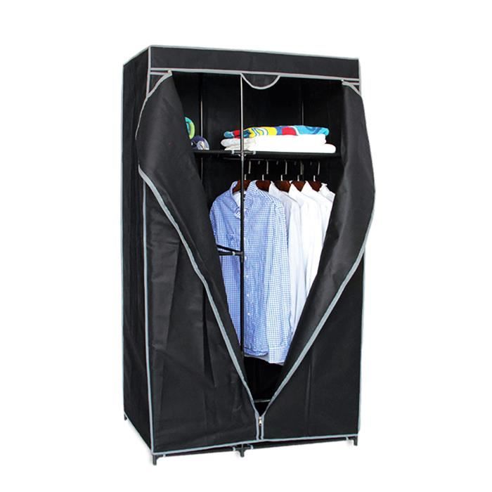 Armoire de rangement penderie dressing en toile coloris noir Longueur