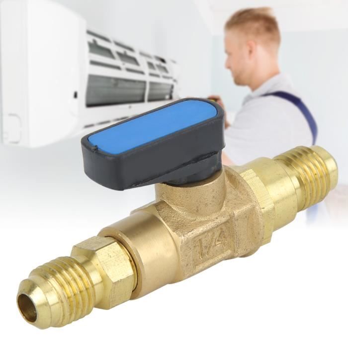 Soupape De Sécurité Réfrigérant 1/4" ACME F Vers 5/16" SAE M - Laiton, Pour Climatisation R32/R410A