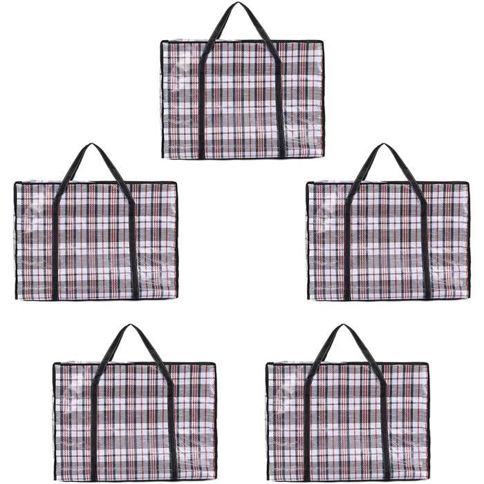 Lot de 5 Sac de Rangement Vetement Housse de Couette Linge de Lit Grand Sac Cabas Multi usages a Fermeture Zippee Grand Sac