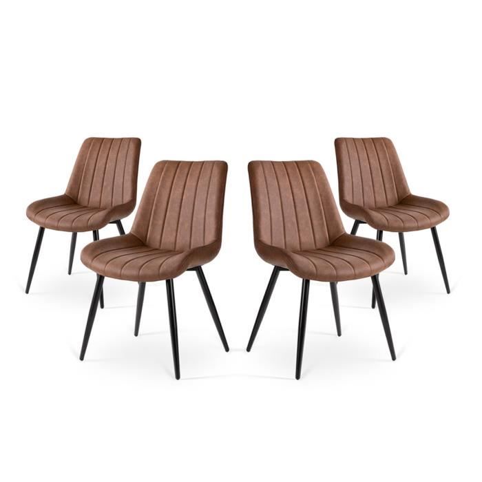 chaises vintage mc haus ena brown x4 - lot de 4 - marron - salle à manger, salon, bureau, terrasse