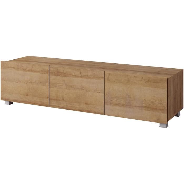 Calabrini 150 BR04 Meuble TV Mural Brun avec Couvercle et Ouverture sans poignée