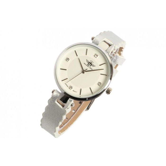 Montre-Michael John-Montre Femme Argent Bracelet Cuir et Strass Originale Lily