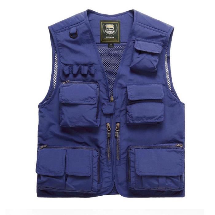 Homme Gilet sans Manches Multipoches Gilet de Plein air pour devoyage