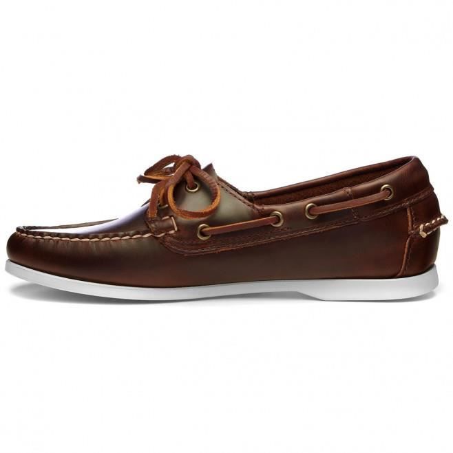 Chaussure bateau femme Sebago DOCKSIDES JACQUELINE WAXY - Cuir marron et blanc