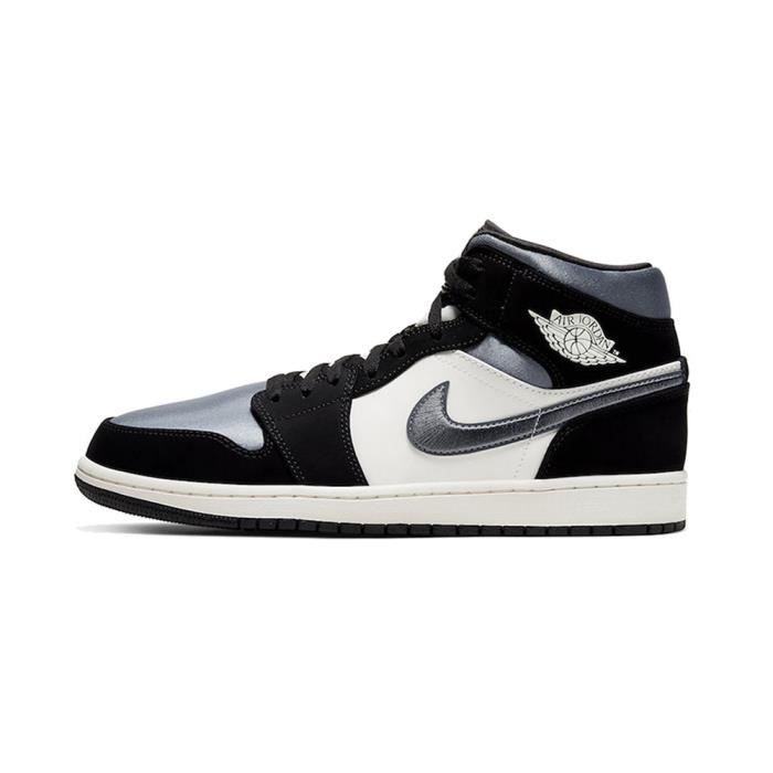 Basket Air Jordan 1 Mid Satin Grey Toe pour hommes et femme Noir -  Cdiscount Chaussures