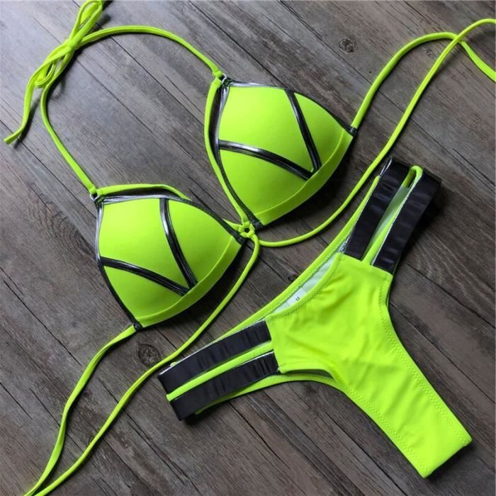 MAILLOT DE BAIN,2021 Push Up Maillots De Bain Femmes Taille Haute Bikini Grande Taille 2021