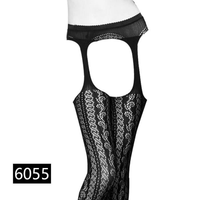 Bas Résille Dentelle Clairmaille Coloris Noir – Taille 2 – Motif Cercle – 20 Deniers – Fabriqué En France