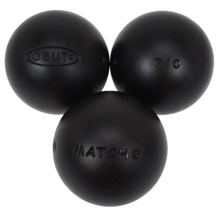 3 Boules De Pétanque Noires Striées – 720g – Mat – Jeu Neuf