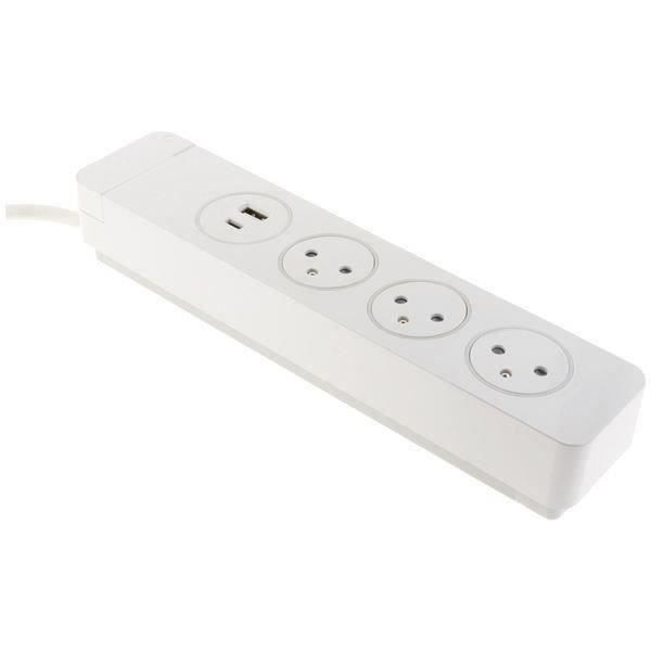 OTIO Bloc Mantea 3 prises Easyeject + 2 USB - 1,5m - Blanc