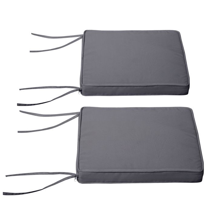 Coussins de chaise - Outsunny - lot de 2 jardin assise déhoussable rembourrage 5 cm - polyester - 45x45cm - gris foncé