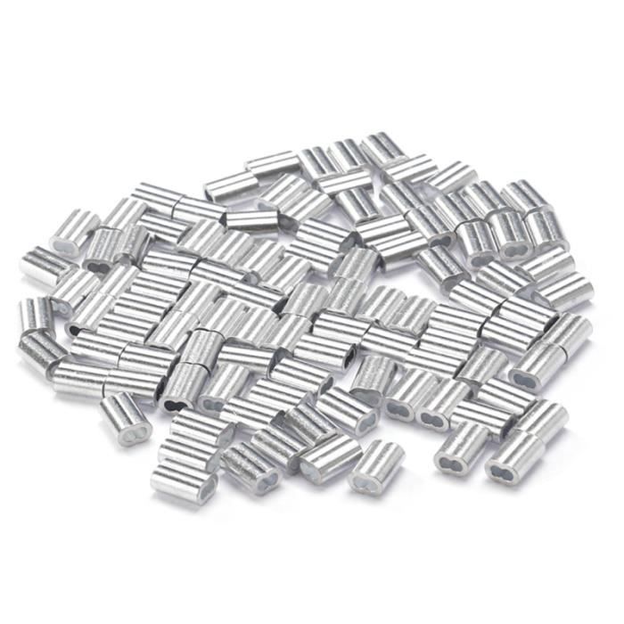100 Pièces De Manchons Sertissage En Aluminium – Boucle 1/8 Pouce – Pour Câbles, Cordes, Fils