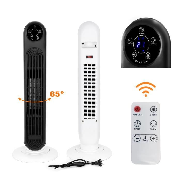 Chauffage D'appoint électrique MYCARBON Avec Télécommande - Radiateur Soufflant Silencieux PTC Avec écran LED, Thermostat Et Minuterie - Noir