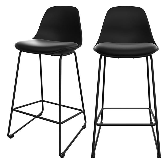 Lot de 2 chaises pour îlot central 65 cm noires - Leni - Maison Pavane