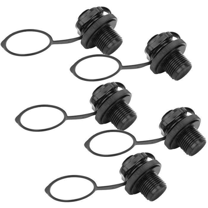 2 Valves De Rechange Pour Bateau Gonflable - ABS Noir - Diamètre Fileté 22mm - Anti-fuite - Pour Canot, Matelas Pneumatique