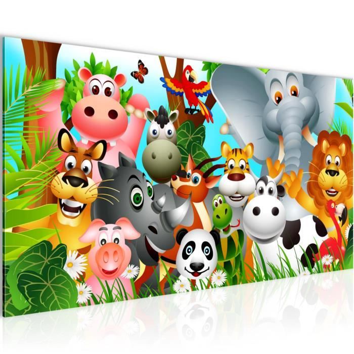 Runa Art a Tableau Decoration Murale Animaux De Chambre D Enfant 100 X 40 Cm 1 Panneau Deco Toile Pret A Accrocher Cdiscount Maison
