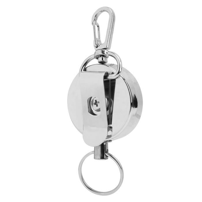 Porte-clés Enrouleur Rétractable En Acier - Clip Ceinture Et Chaîne Robuste