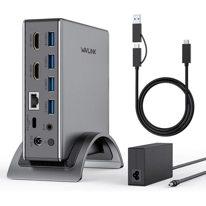 Station D'Accueil USB C 13-en-1 Pour 3 Moniteurs - Double HDMI, DisplayPort, 10Gbps, PD 150W - Compatible Dell Lenovo HP