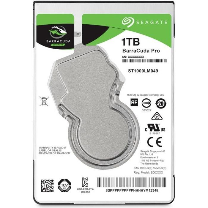 SEAGATE – Disque dur Interne – BarraCuda Pro – 1To – 7 200 tr/min – 2.5 (ST1000LM049)