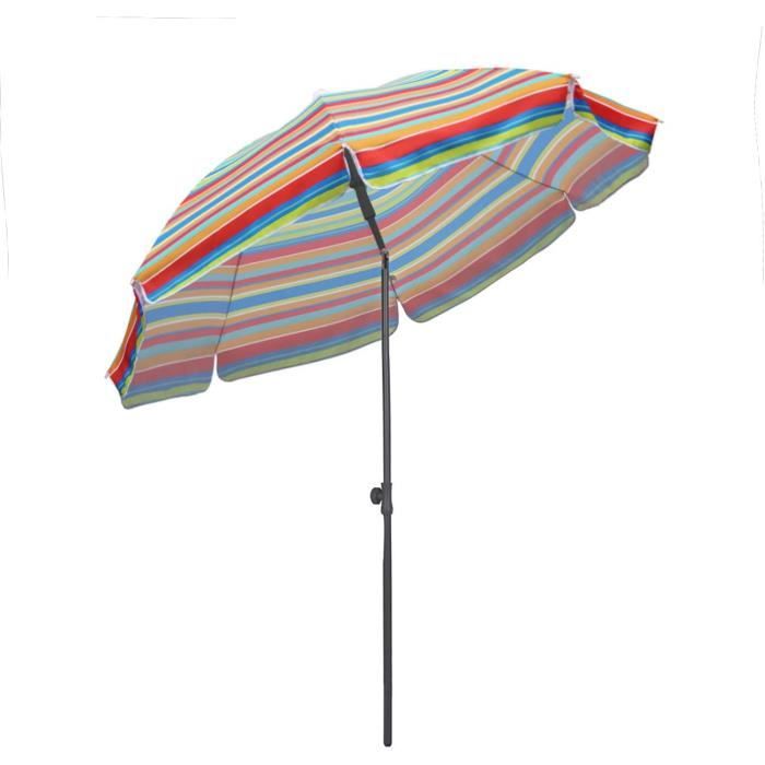 Sekey parasol Rond Ø 200 cm Protection Solaire UV 25+, Rayures Rouges
