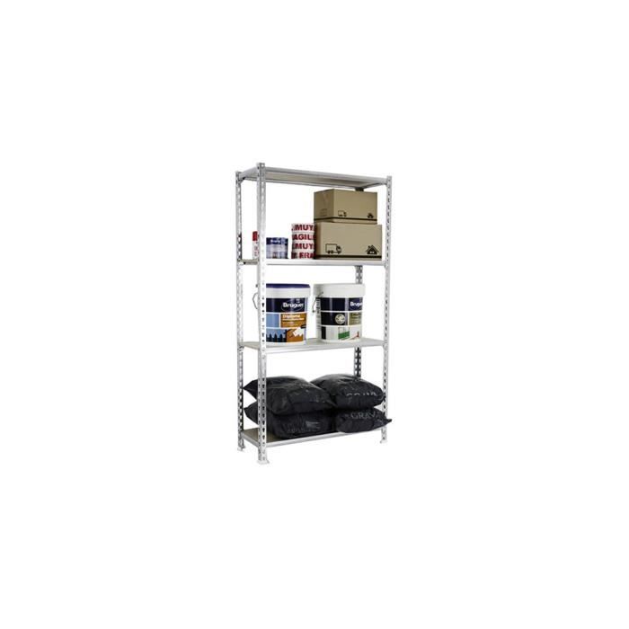 Étagère métallique 4 niveaux - KIT MADERCLICK MINI - Galvanisé - Bois - 150 kg par plateau