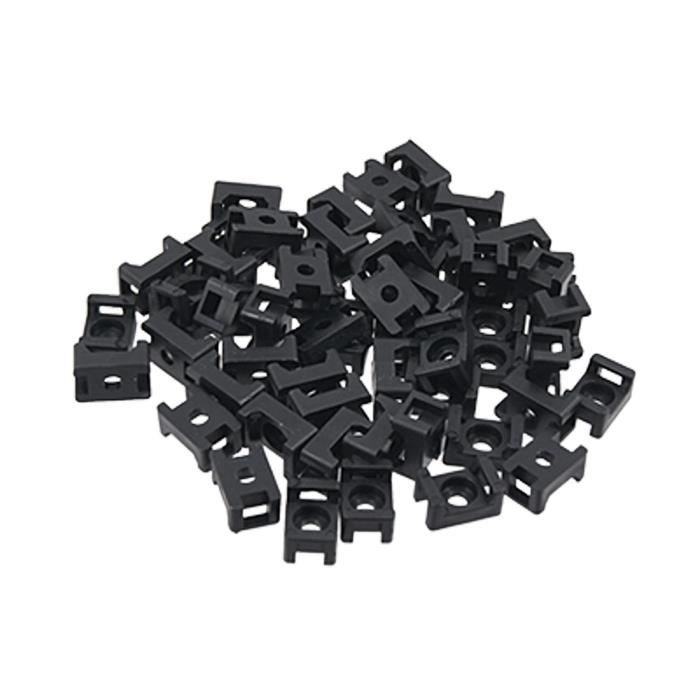largeur 4,5 mm Noir Lot de 100 embases de fixation pour c/âbles