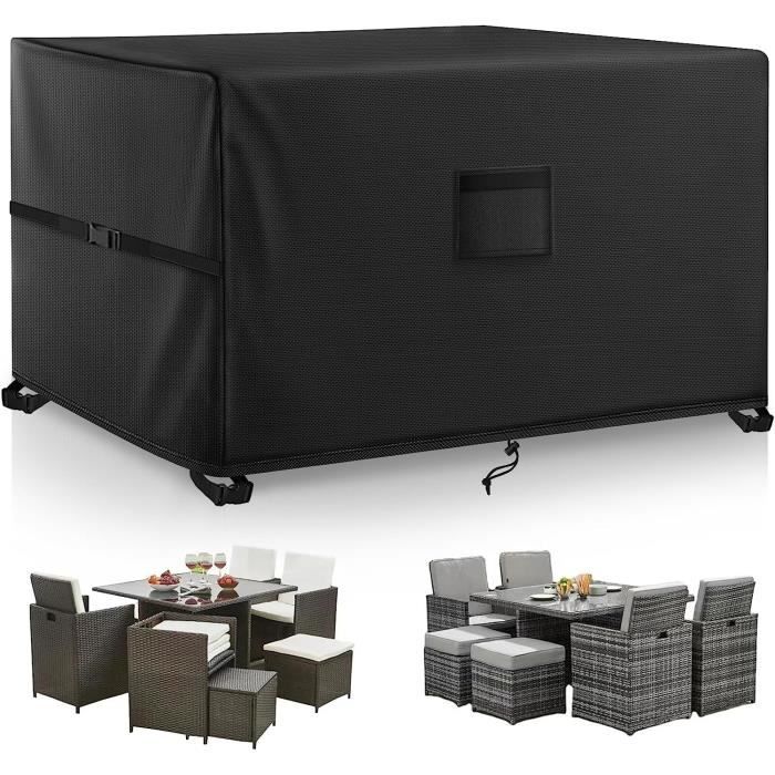 Housses Pour Mobilier De Jardin 220X110X100Cm Noir Housse Table De Jardin, Étanche Robuste Tissu