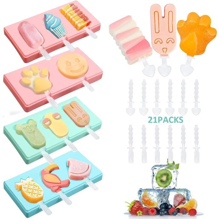 Moules à Popsicle 12 Cavités Silicone - Moules Glaces Sucettes Réutilisables Avec Bâtons