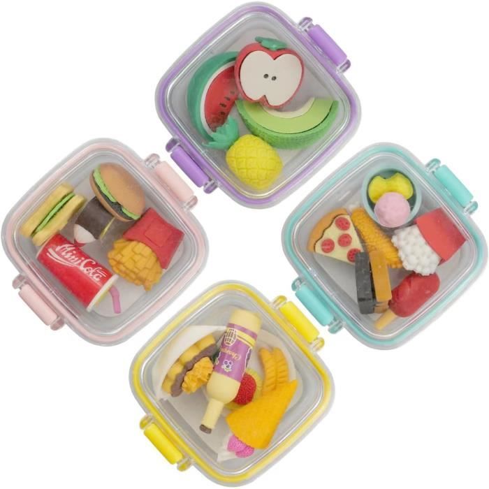 4 Boîtes Lot de Gommes Colorées Style Gomme Kawaii Gomme Enfant