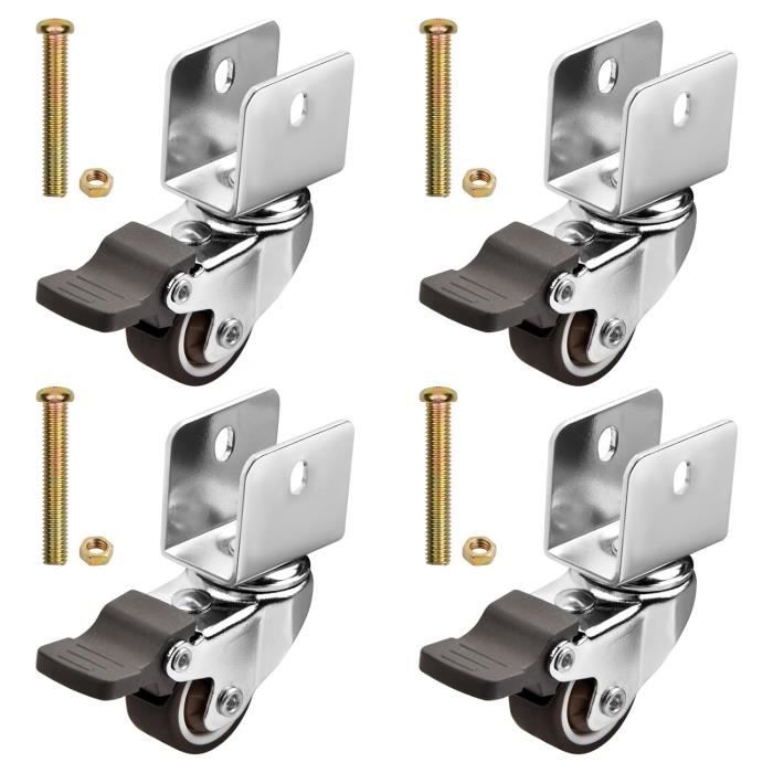 4 Roulettes Pivotantes Pour Meubles Avec Frein, Roulette Sans Traces Au Sol Pour Charge Lourde