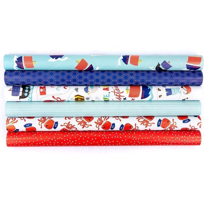 Papierdrachen Geschenkpapier-Set - 6 Bögen 70x50cm Doppelseitig Mit Wolken-Motiv