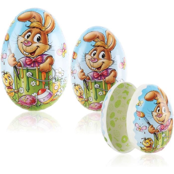 Œuf de Pâques géant à remplir avec nom personnalisé, dessin animé, lapin, panier de Pâques