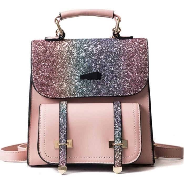 Sac à Dos Femme En Cuir PU - Polyvalent, Bandoulière Réglable - Noir, Rose, Bleu… - 22x15x27 Cm
