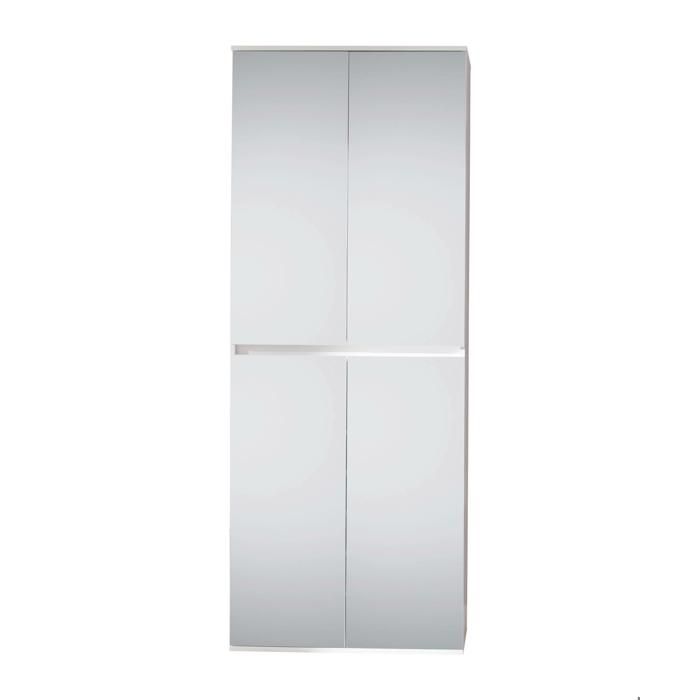 MIRROR - Meuble de chambre - Armoire avec 4 portes-miroirs en mélaminé blanc. L-H-P : 74-191-34 cm. MIRROR - Meuble de chambre - Armoire avec 4 portes-miroirs en mélaminé blanc. L-H-P : 74-191-34 cm.