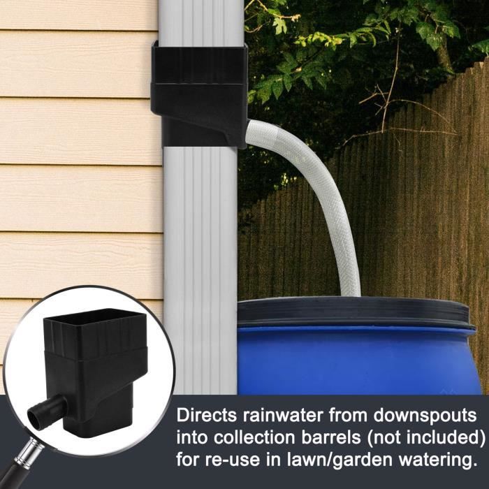 Système professionnel de récupération de l'eau de pluie Dérivateur de tuyau pour l'extérieur, le jardin et la pelouse Noir BIB