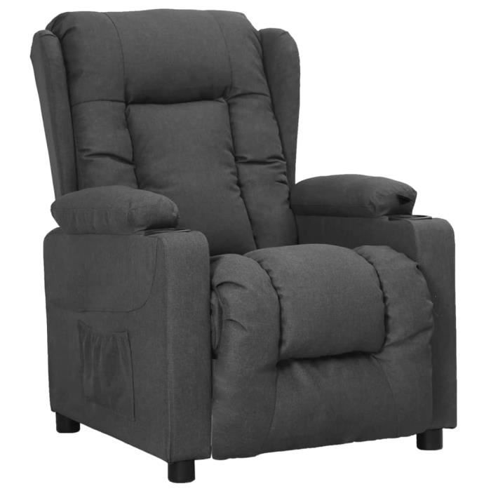 vidaXL Fauteuil inclinable Gris foncé Tissu 25kg