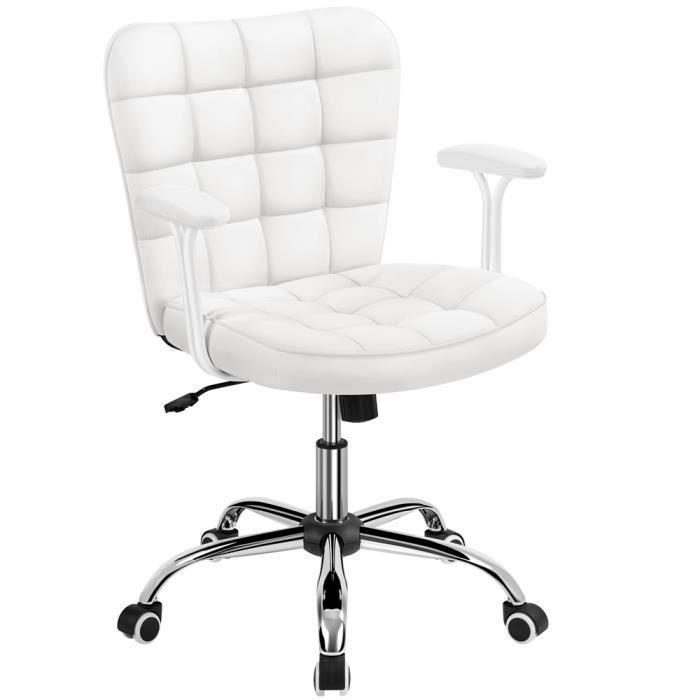Chaise de Bureau Blanche - Yaheetech - Hauteur Réglable - Dossier Rembourré - Accoudoirs Chaise de Bureau Blanche - Yaheetech - Hauteur Réglable - Dossier Rembourré - Accoudoirs