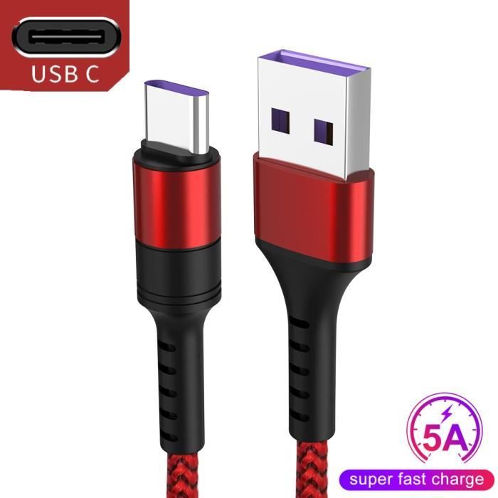 Red2m Câble USB type c 5A SuperCharge 0.25m1m2m pour recharge rapide,cordon de chargeur USB
