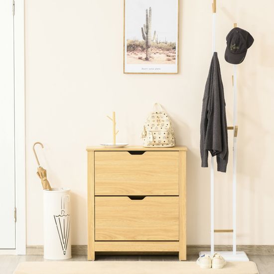 HOMCOM Meuble chaussure entrée étroit avec tiroirs à portes abattants
