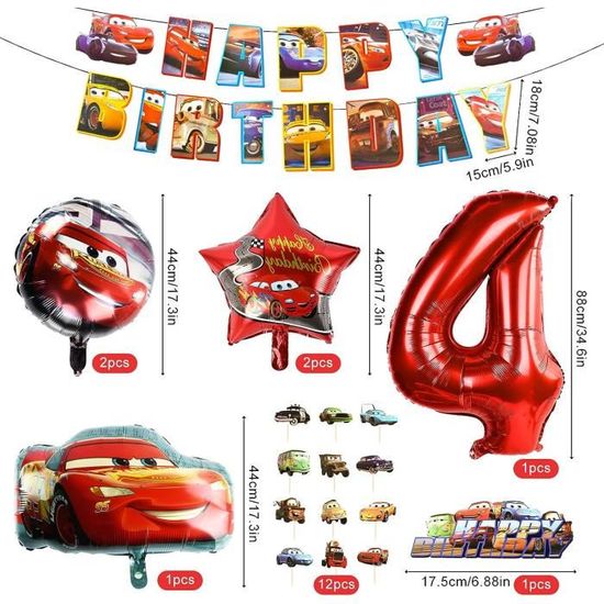 Ensemble De Ballons Cars,Deco Anniversaire Cars,Ballon Cars Anniversaire,Kit  Anniversaire Cars,Decoration Anniversaire Cars 4[N6213] - Cdiscount Maison