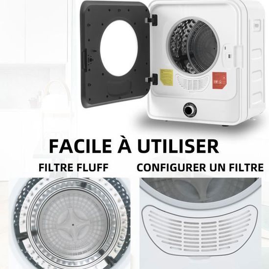 Sécheur De Gaz D'échappement - Sécheur En Acier Inoxydable, 3 Kg Actuellement Jusqua 45 Kg 830 W Filtration Multiple 5 Programmes Protection Contre La Surchauffe Montable Au Mur 81196553