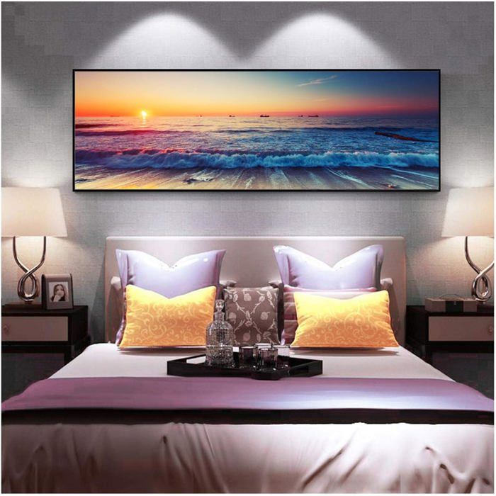 Mural Toile Coucher de Soleil au Bord de la mer peintures sur Toile sur ...